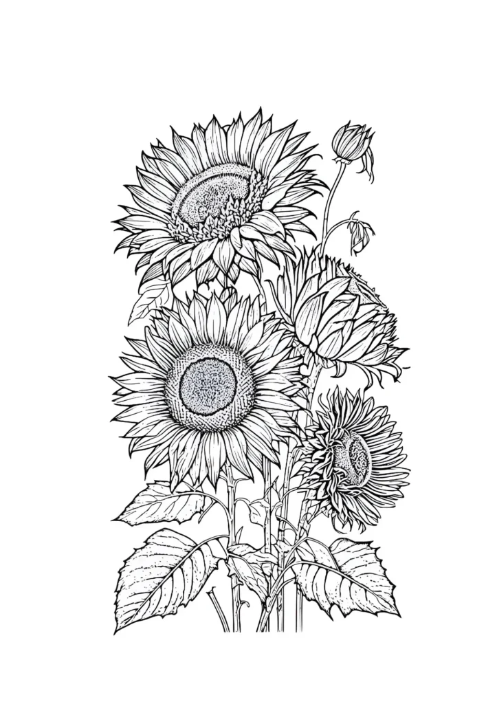  Sunflower Coloring Pages