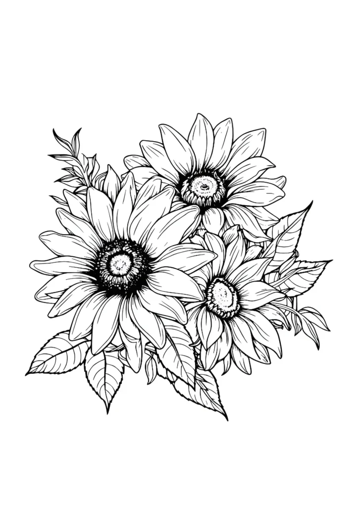  Sunflower Coloring Pages